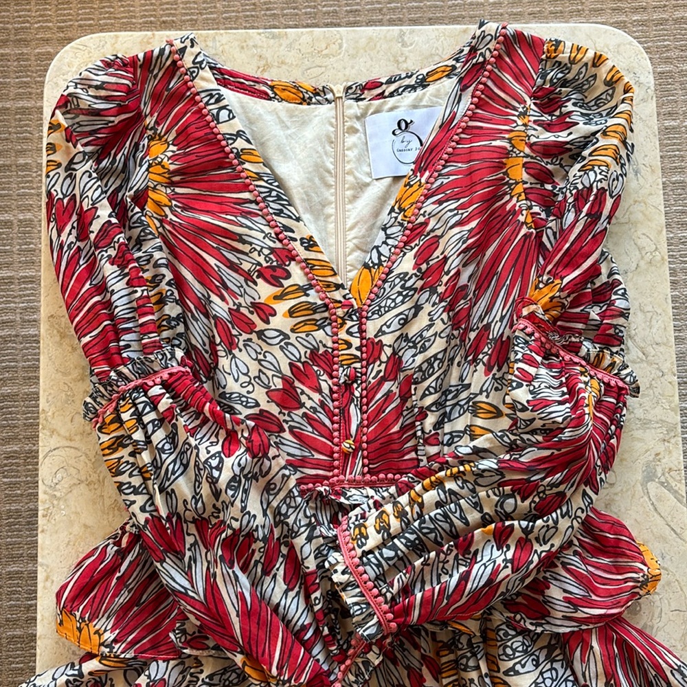 G by Gregory Boho Ruffle Tiered Cotton Dress Designer Size Small - Picture 12 of 16